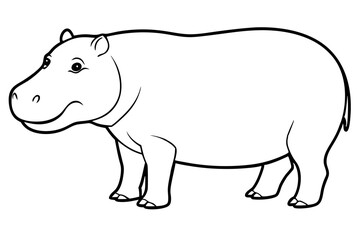 hippopotamus line art silhouette vector illustration
