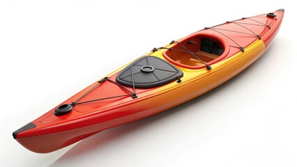 Red and Yellow Kayak on White Background