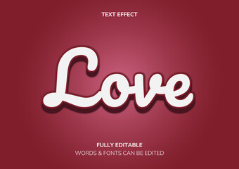 Love 3D Editable Text Effect – Elegant Handwritten on Dark Red Wine Background