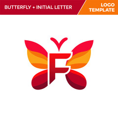 Letter F Butterfly Logo Template