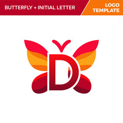 Letter D Butterfly Logo Template