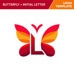 Letter L Butterfly Logo Template