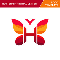 Letter h Butterfly Logo Template