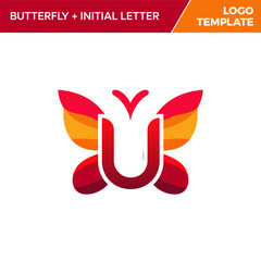 Letter U Butterfly Logo Template