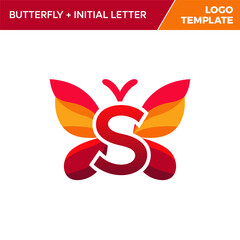 Letter S Butterfly Logo Template