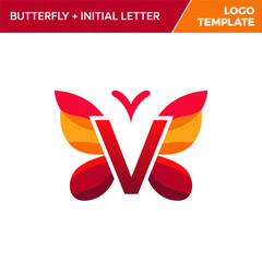 Letter V Butterfly Logo Template