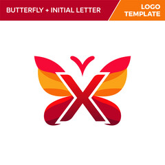 Letter X Butterfly Logo Template