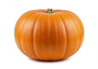 Orange Pumpkin Isolated on White Background - A vibrant orange pumpkin, isolated on a white background, symbolizing autumn, harvest, Thanksgiving, Halloween, and healthy eating