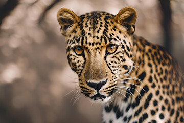 Naklejka premium Majestic Leopard Resting on a Tree Branch in the Wild