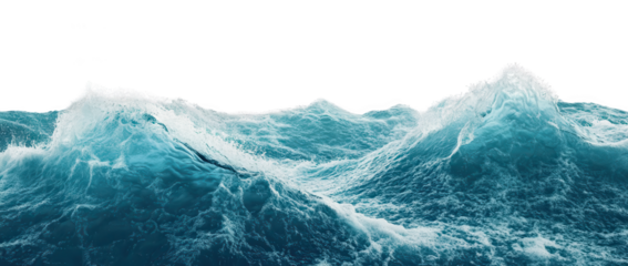 High-resolution image of stylized ocean waves with a clean, isolated background, Dynamic Ocean Waves PNG