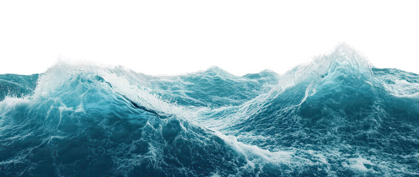 High-resolution image of stylized ocean waves with a clean, isolated background, Dynamic Ocean Waves PNG