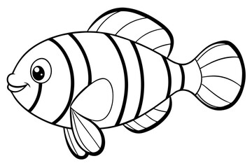 clownfish line art silhouette vector illustration