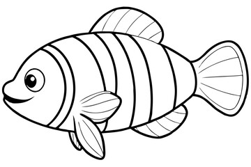 clownfish line art silhouette vector illustration