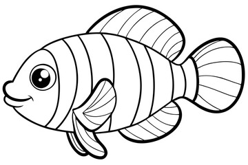clownfish line art silhouette vector illustration
