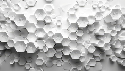 A white background with a pattern of hexagons