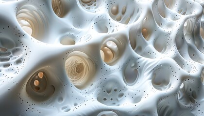 The image is a close up of a white object with many holes in it