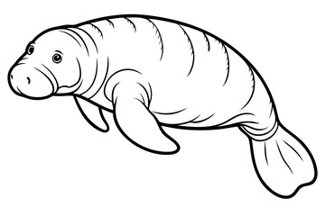 manatee line art silhouette vector illustration