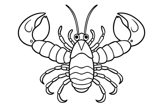 black and white lobster drawing clip art preview