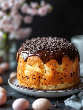 Rich Chocolate Glazed Easter Cake