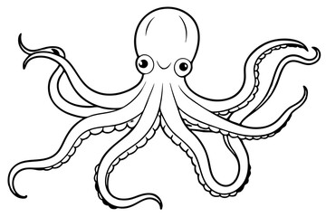 octopus line art silhouette vector illustration