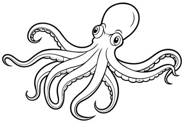 octopus line art silhouette vector illustration © Pinak