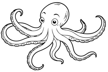 octopus line art silhouette vector illustration © Pinak