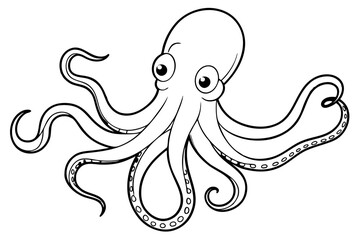 octopus line art silhouette vector illustration © Pinak