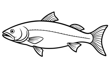 salmon line art silhouette vector illustration