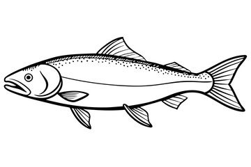 salmon line art silhouette vector illustration
