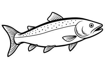salmon line art silhouette vector illustration