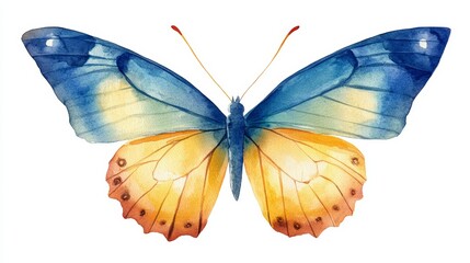 Vibrant Easter butterfly with geometric wings on white background for marketing campaigns