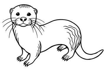 sea otter line art silhouette vector illustration