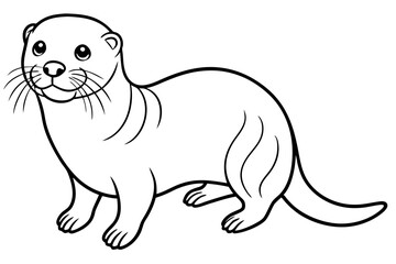 sea otter line art silhouette vector illustration