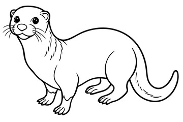sea otter line art silhouette vector illustration