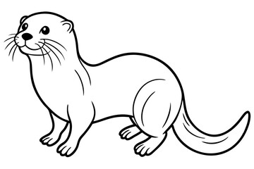 sea otter line art silhouette vector illustration