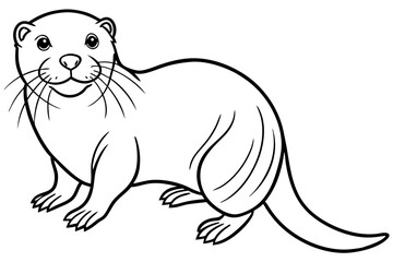 sea otter line art silhouette vector illustration