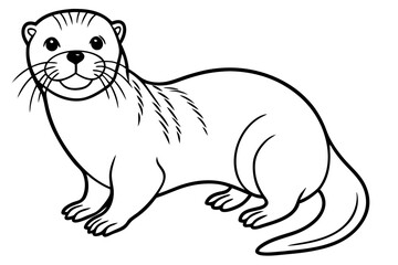 sea otter line art silhouette vector illustration
