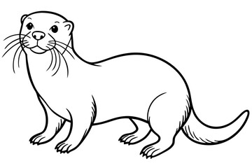 sea otter line art silhouette vector illustration