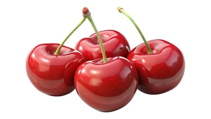 Red Cherries on White Background