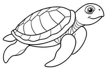 sea turtle line art silhouette vector illustration