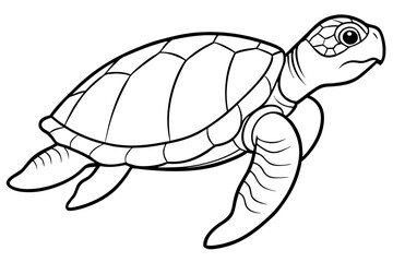 sea turtle line art silhouette vector illustration
