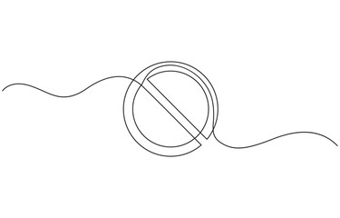 Obraz premium Prohibition sign in continuous line drawing style. Line art of the STOP symbol, Prohibition sign in one line drawing. One line drawing background.
