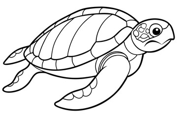 sea turtle line art silhouette vector illustration