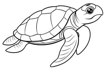 sea turtle line art silhouette vector illustration