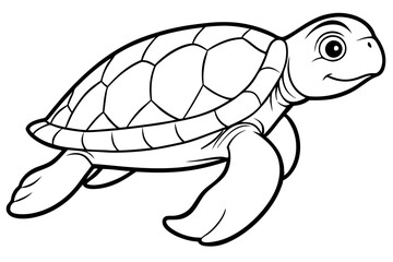 sea turtle line art silhouette vector illustration
