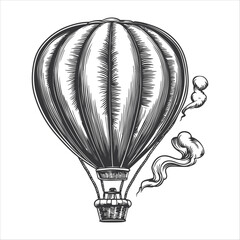 Obraz premium Vintage Hot Air Balloon Illustration with Whimsical Smoke Effects