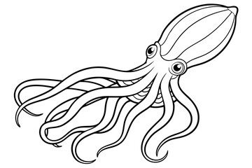 squid line art silhouette vector illustration