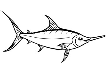 swordfish line art silhouette vector illustration