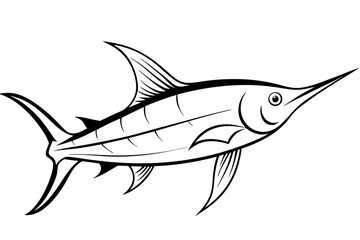 swordfish line art silhouette vector illustration
