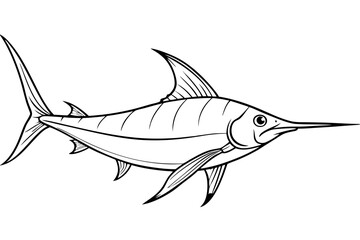 swordfish line art silhouette vector illustration